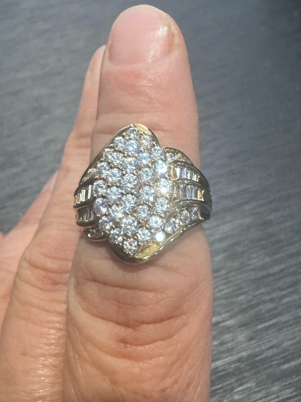 Vintage IMENA 925 Gold Vermeil Cluster Baguette Ring